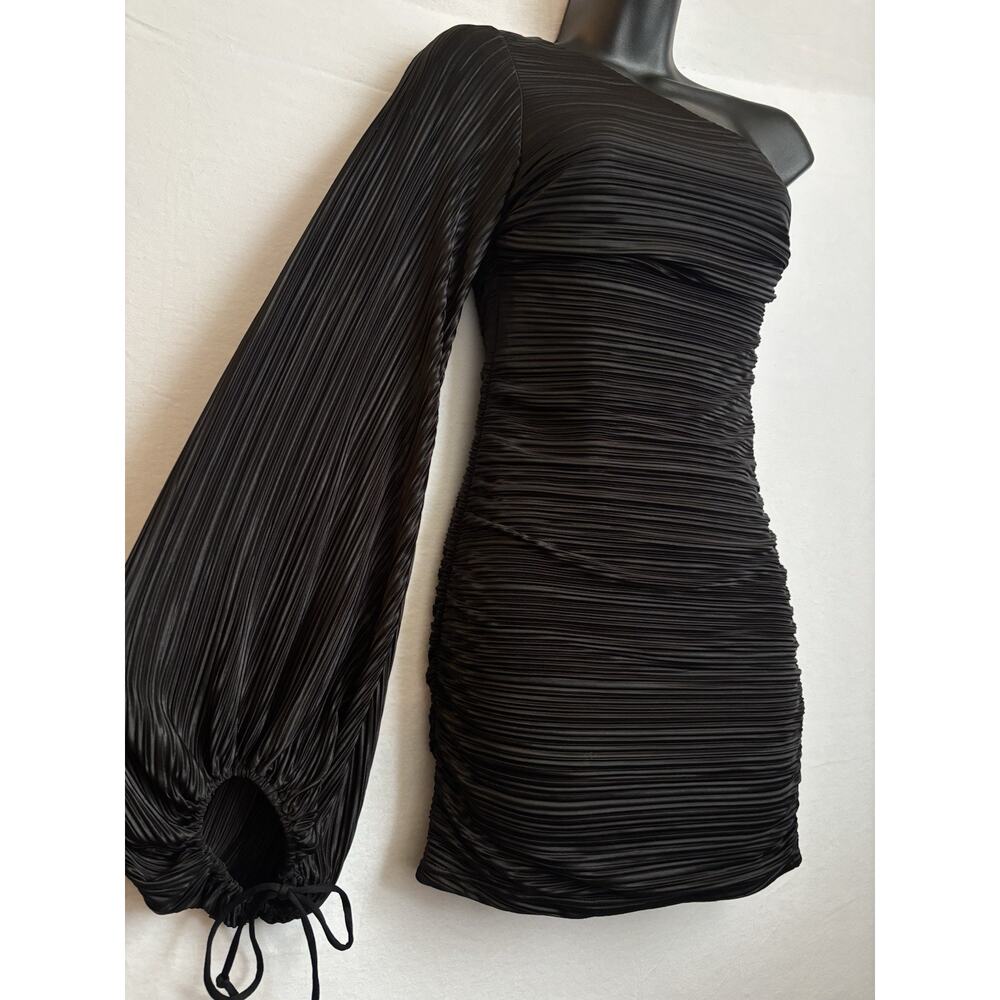 Lucy in the Sky Women M Black Bodycon Dress Pleats Goth Dark Romantic
